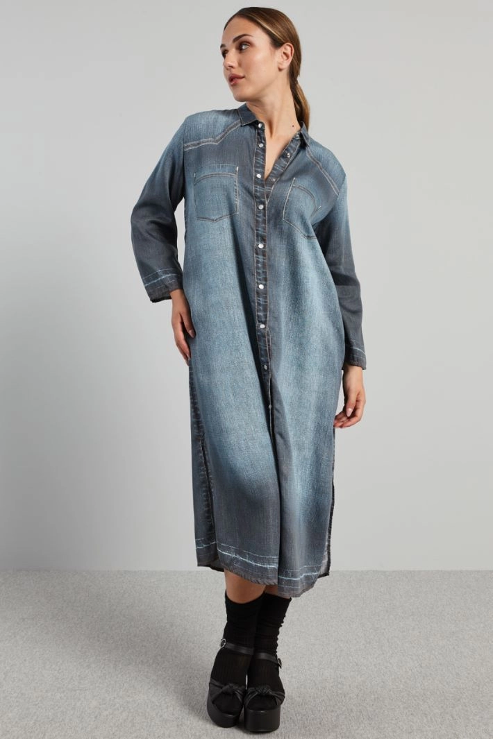Denim effect shirt dress - DENIM LIGHT BLUE
