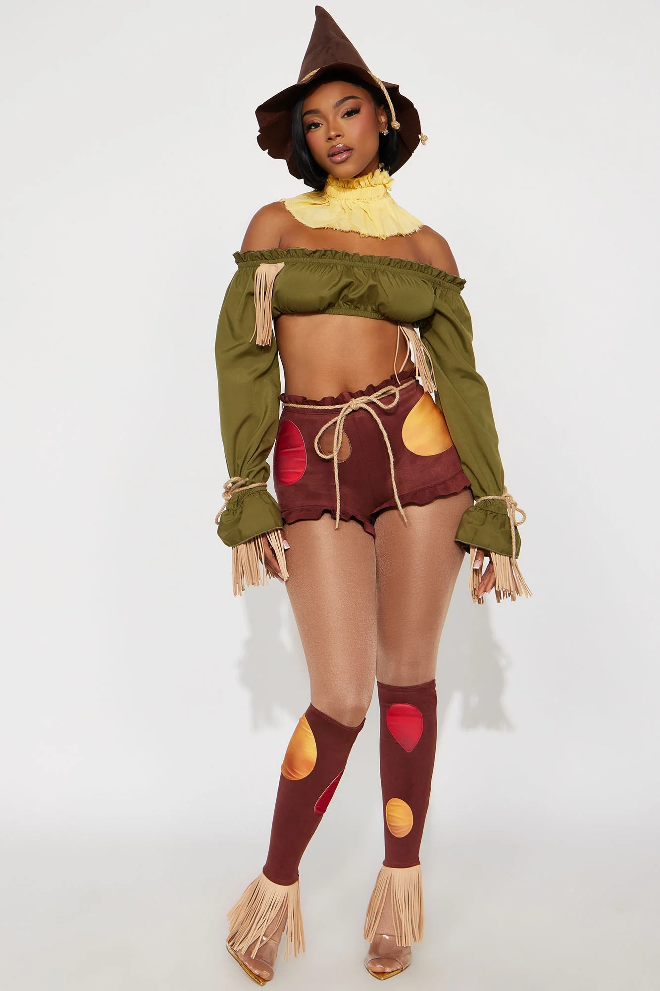 Sinister Scarecrow Cutie 6 Piece Costume Set - Brown/combo
