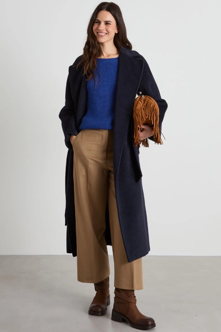 Wool and alpaca robe coat - NIGHT BLUE