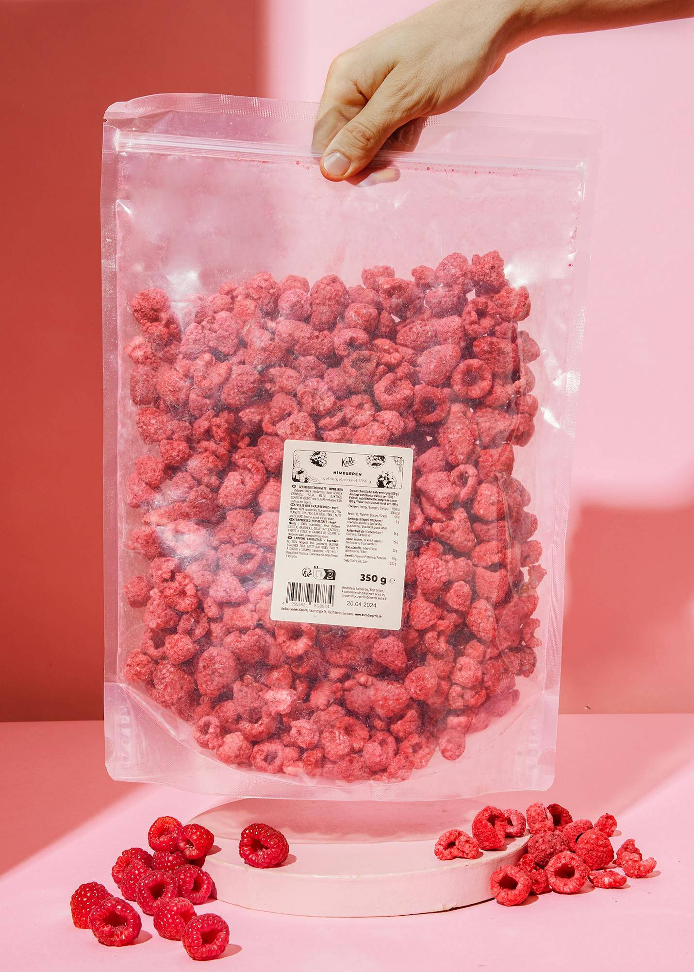 Freeze-dried raspberries 350g
