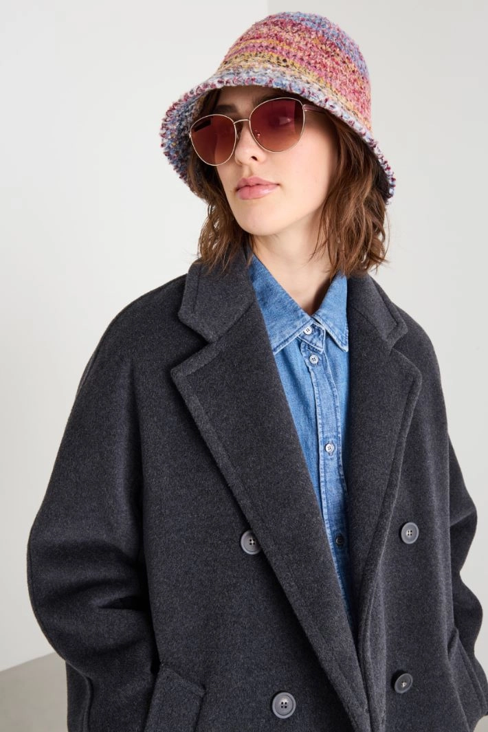 Wool blend cloche - PINK LIGHT BLUE YELLOW