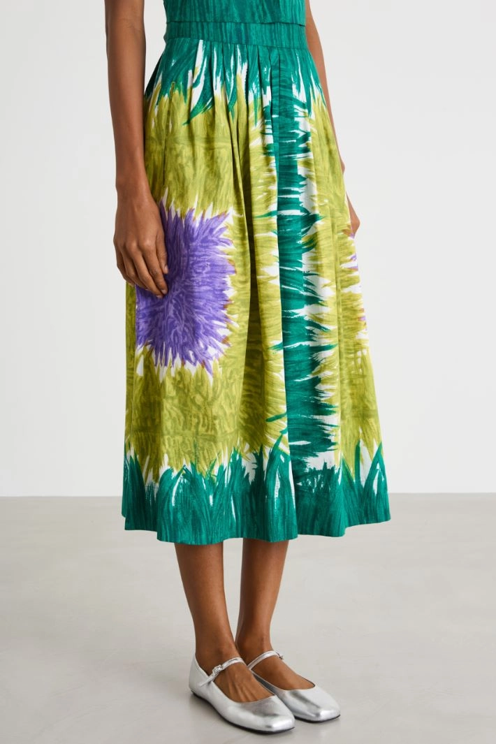 Printed poplin skirt - GREEN