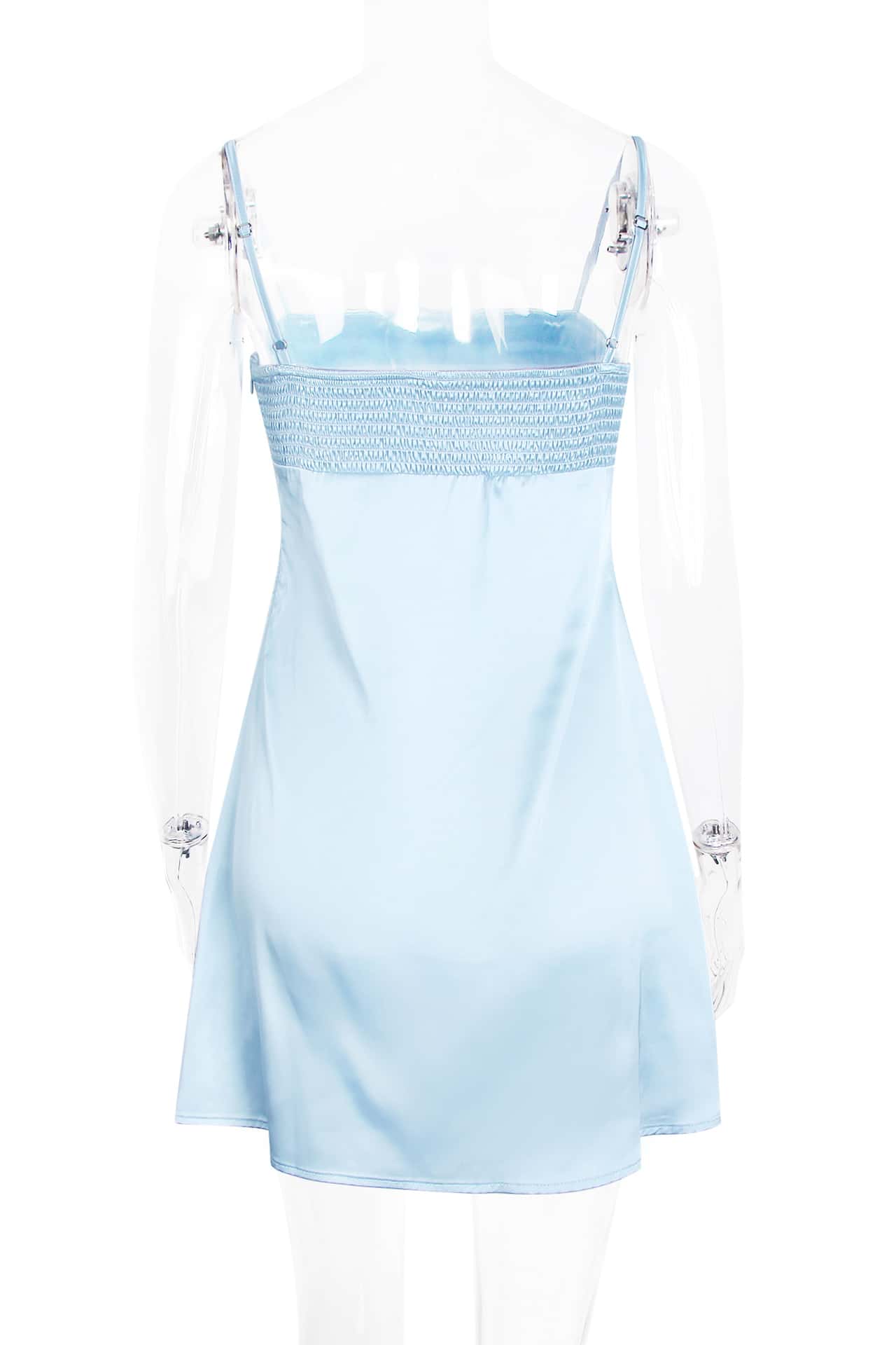 Blue Straps Satin Short Dress