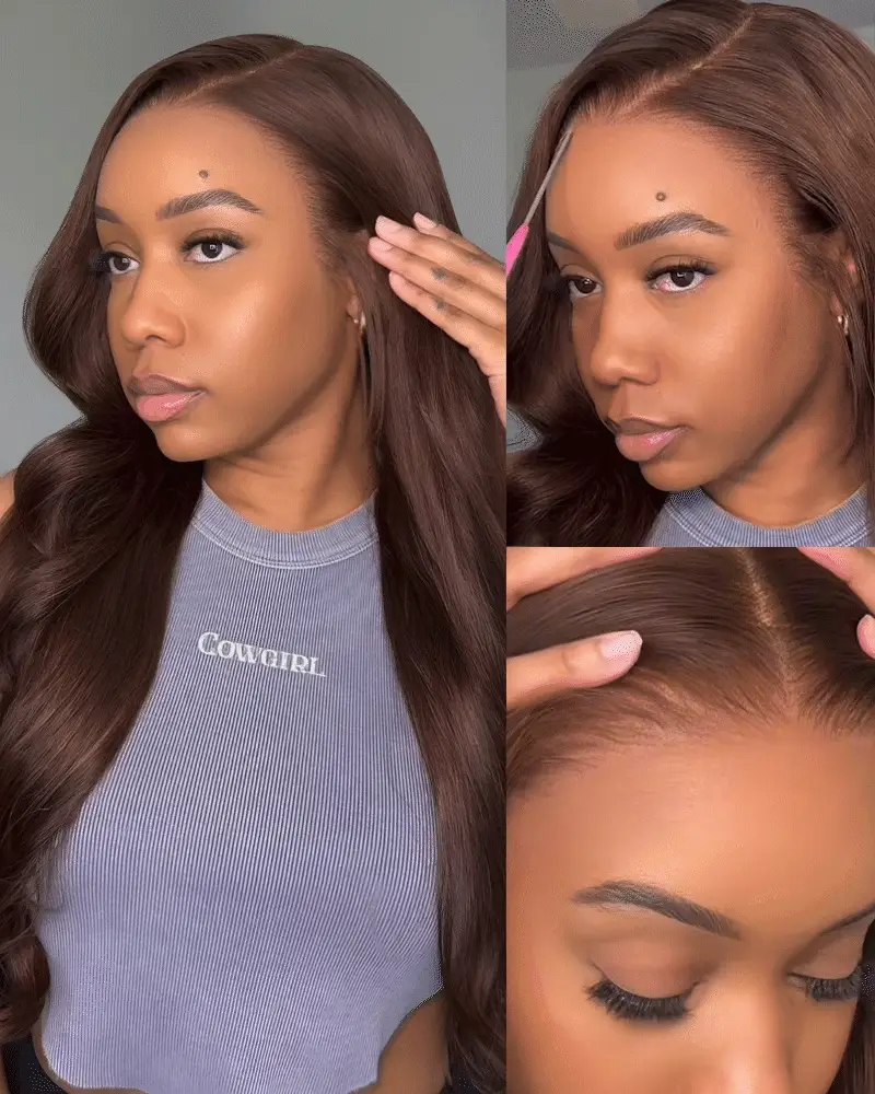Ophirawig 13x6 Three-Go? Chocolate Brown Glueless Wig Body Wave With Drawstring 100% Human Hair Wig
