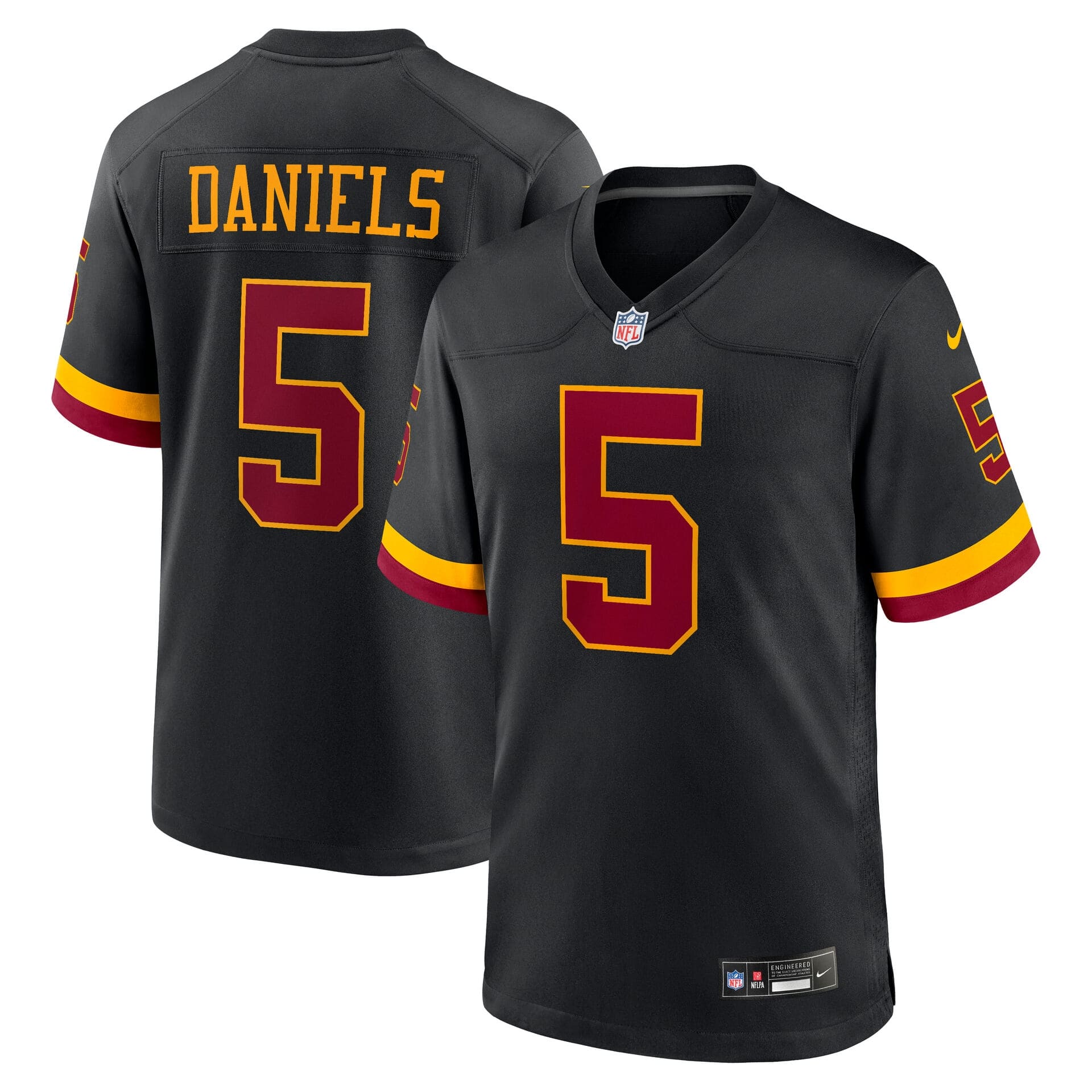 Jayden Daniels #5 Washington Commanders 2026 Game NFL Jersey Alternate Black