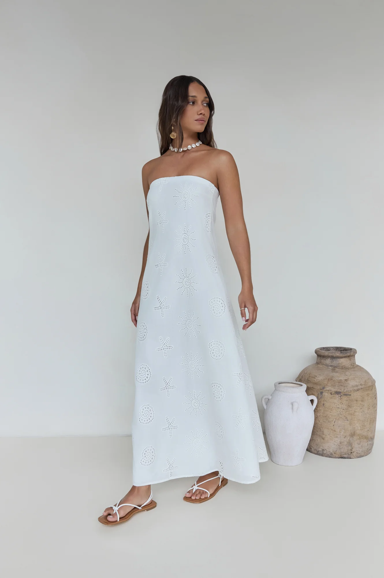 Heart To Heart Strapless Maxi Dress White