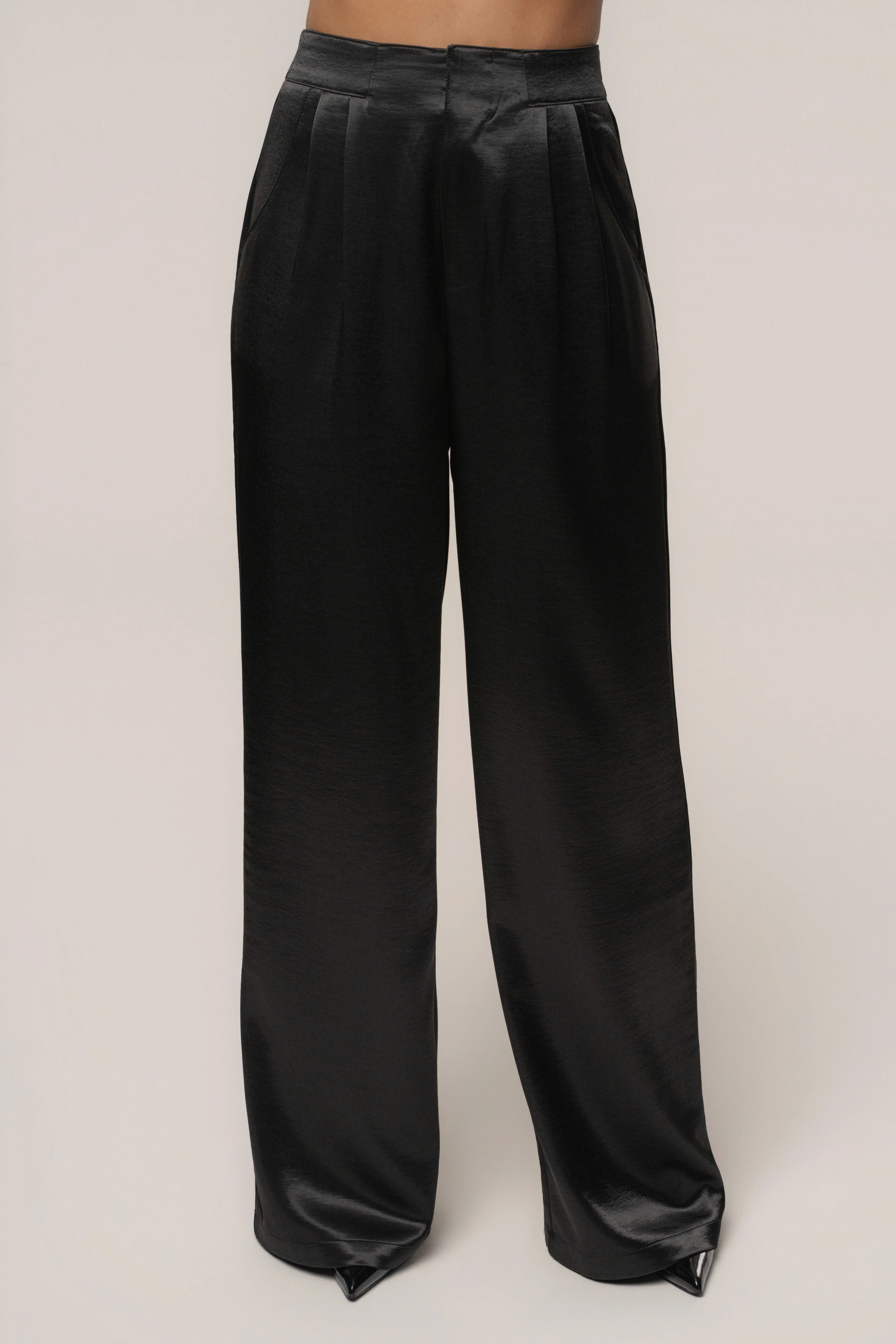 Black Thea Satin Pants