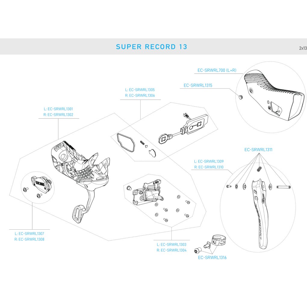 Campagnolo Push Button - EC-SRWRL1315 | Ergopower | for Super Record Brake/Shift Lever (WRL, 13-speed)