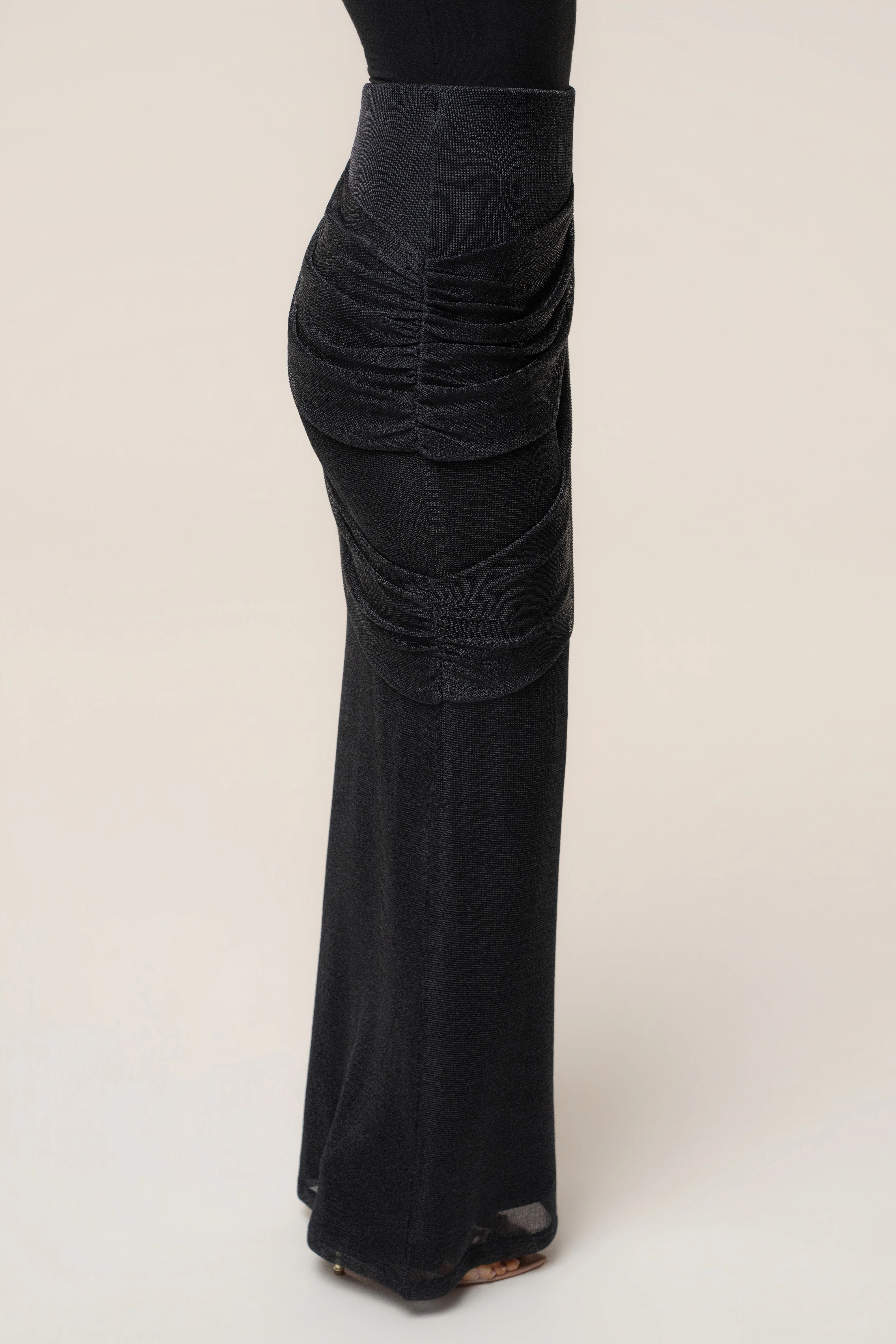 Black Opulent Metallic Maxi Skirt