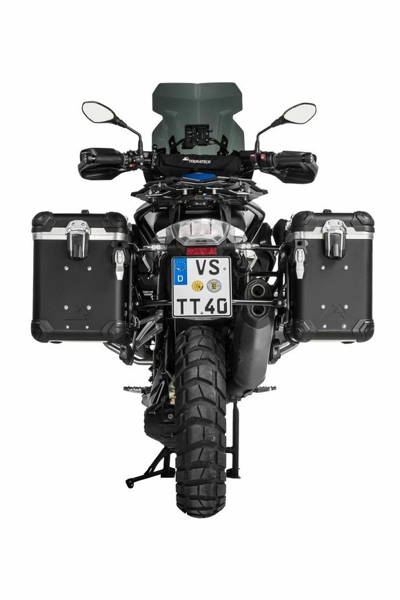 Touratech suitcase Complete kit ZEGA Evo 31/38 - Gray support included - Black anodizedRef: Trt01450A / 01-045-6832-0