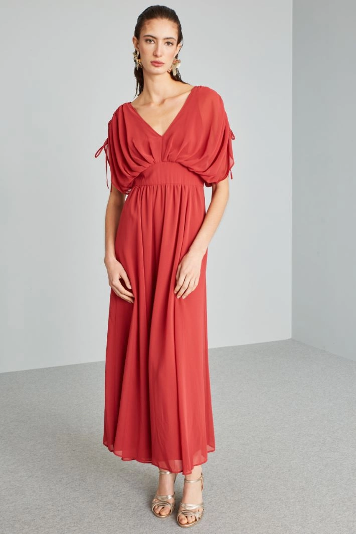 Long draped dress - STRAWBERRY RED