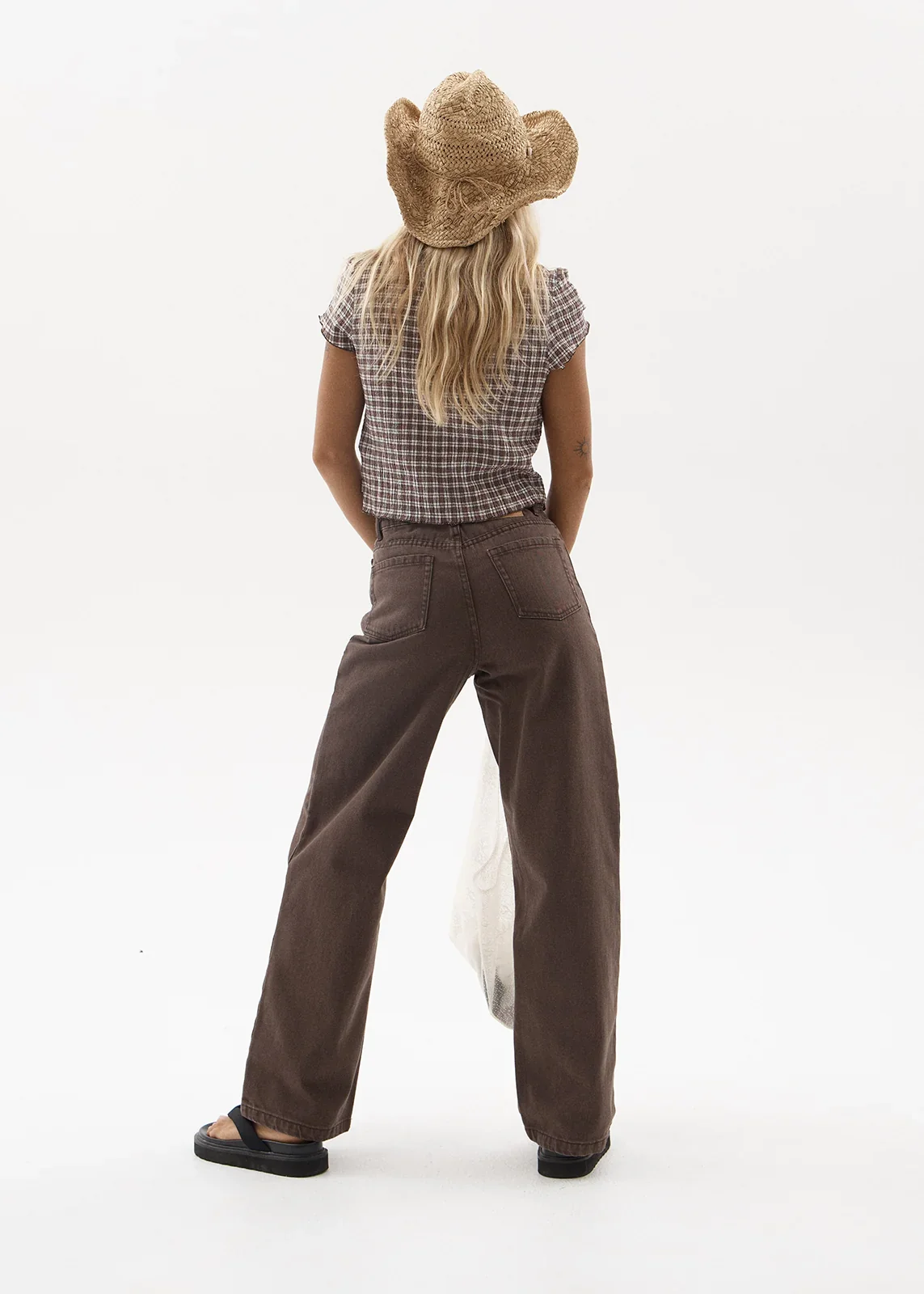 AFENDS Womens Bella - Denim Wide Leg Jean - Washed Coffee
