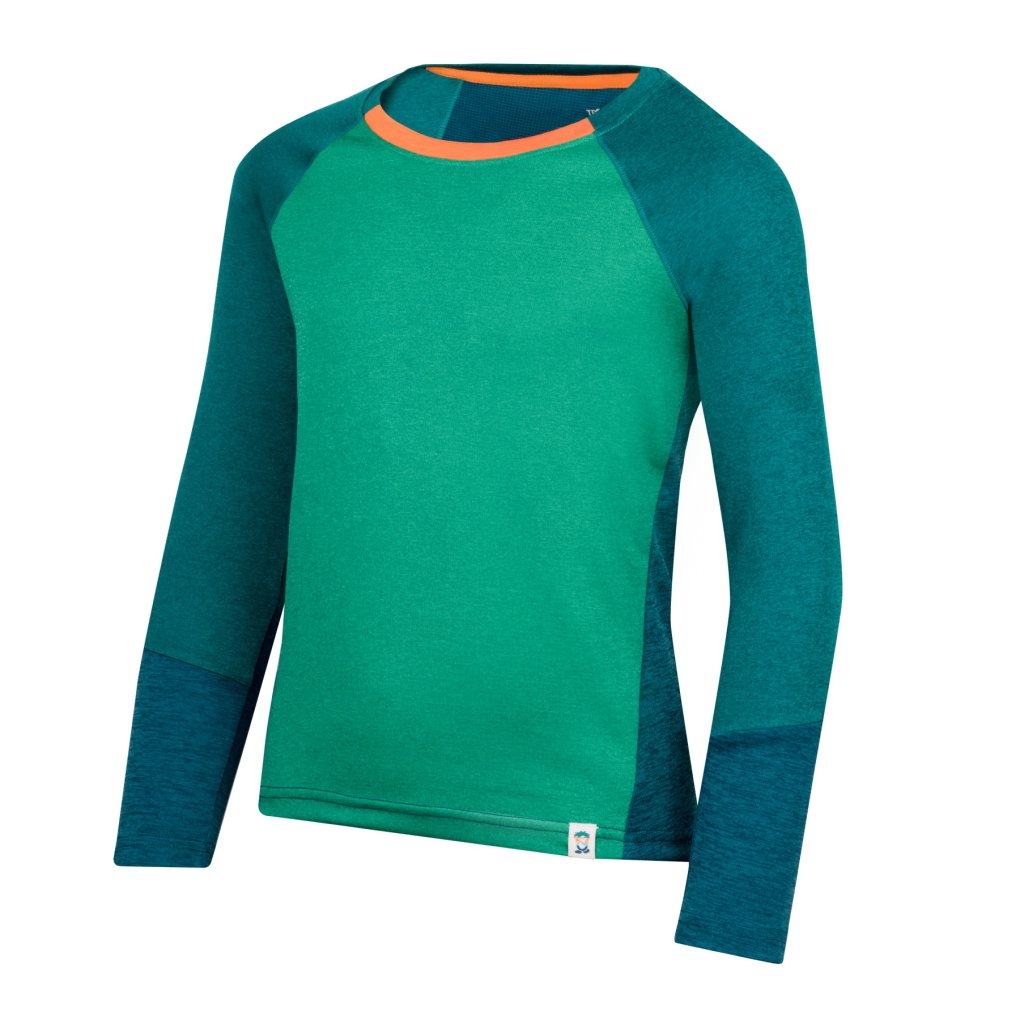 Trollkids Seiland Longsleeve Kids - Sea Green/Lagoon Green/Sahara Sunset