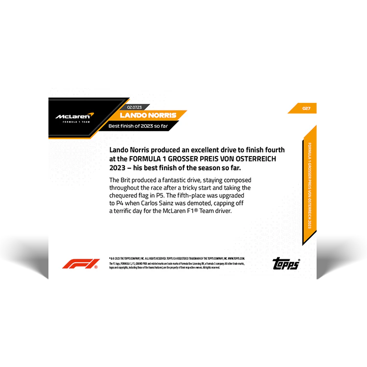 Topps UK - Best performance of 2023 so far - F1 TOPPS NOW® Card #27