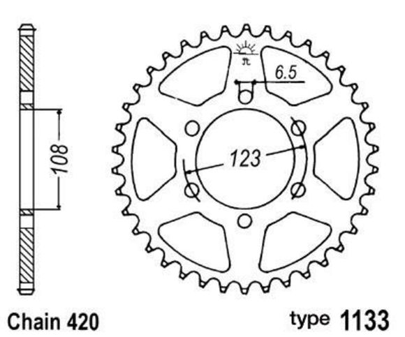 Standard Steel Sprocket B1 - 420Ref: Bone00011A / 1047666