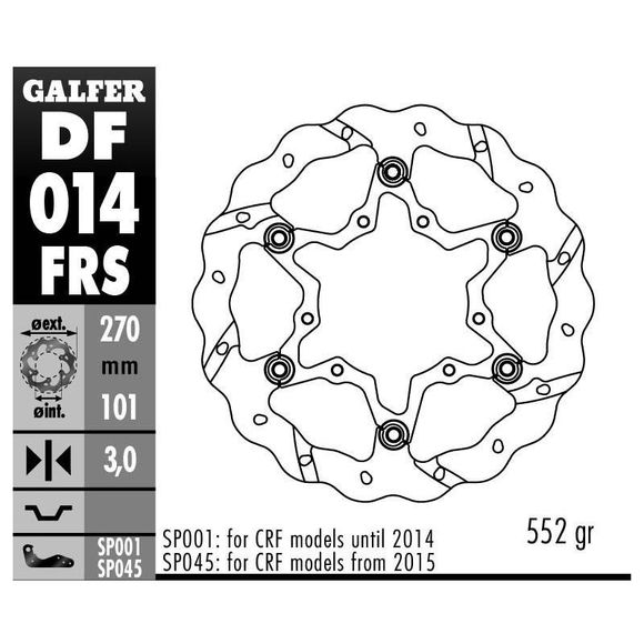 Wave Galfer Floating brake disc - frontRef: Gal0004 / Df014Frs