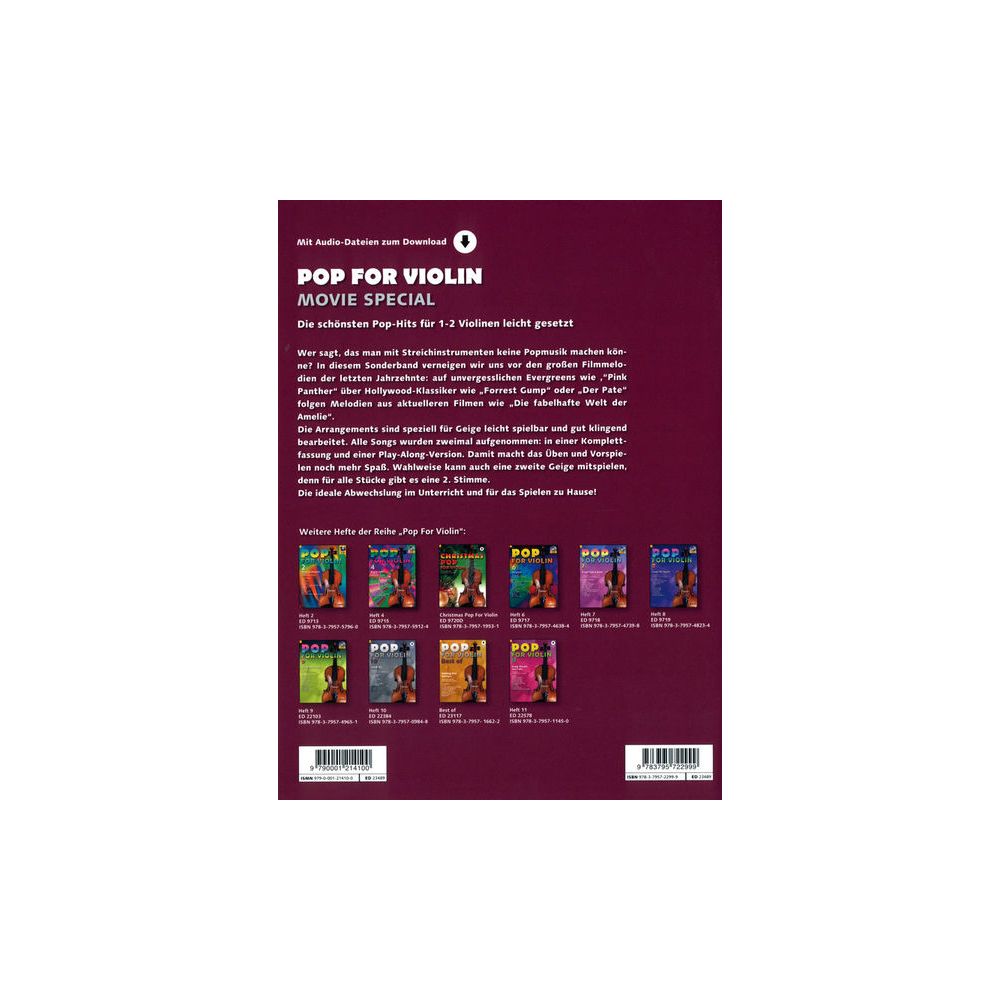 Schott Pop For Violin Movie Special – Thomann Ireland