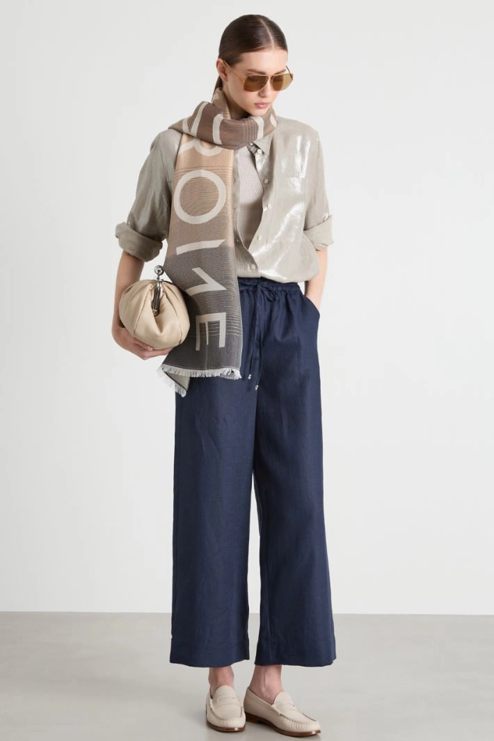 Laminated linen blouse - GREY