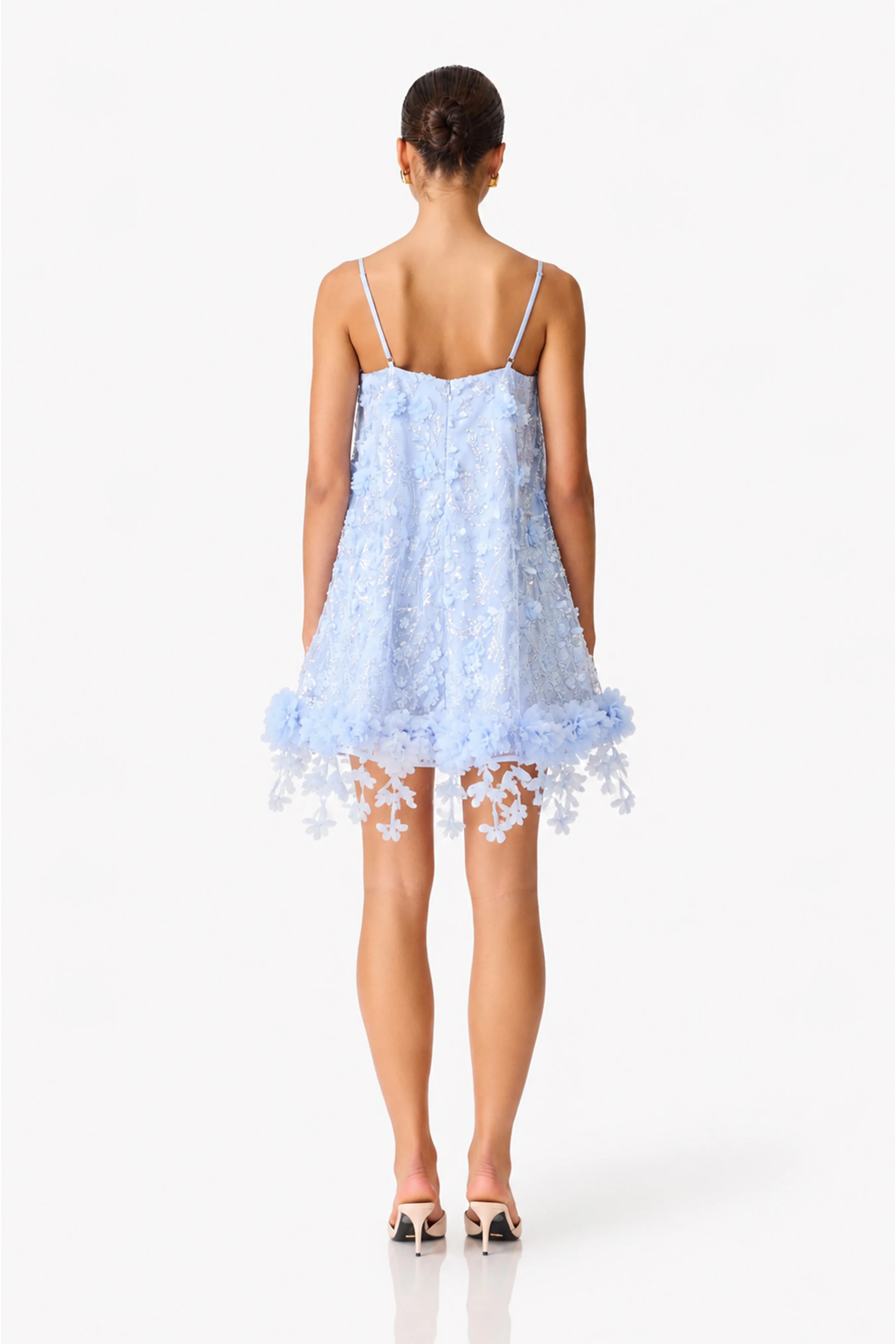 Rina Embellished Shift Mini Dress in Blue