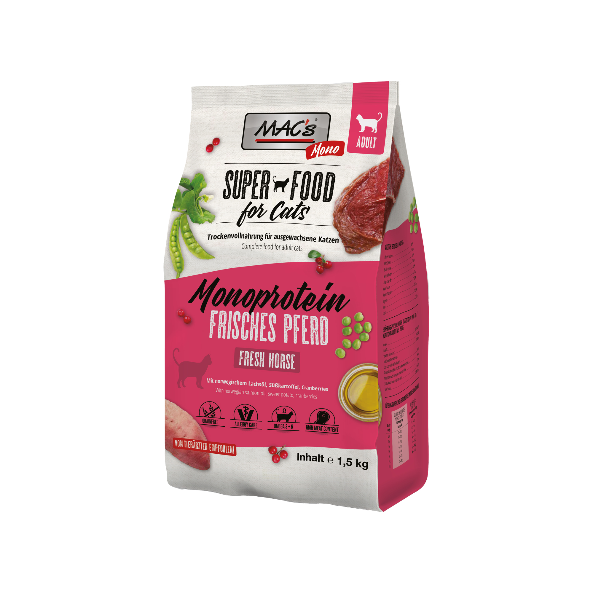 MAC's Adult Monoprotein Cat Food - Horse - 1.5 kg