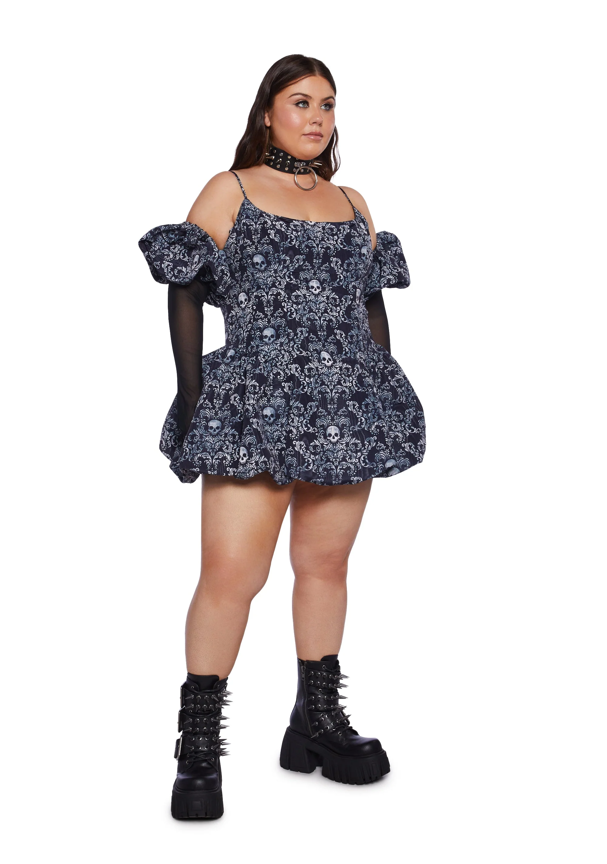 Vexed Hearts Mini Dress - Skull