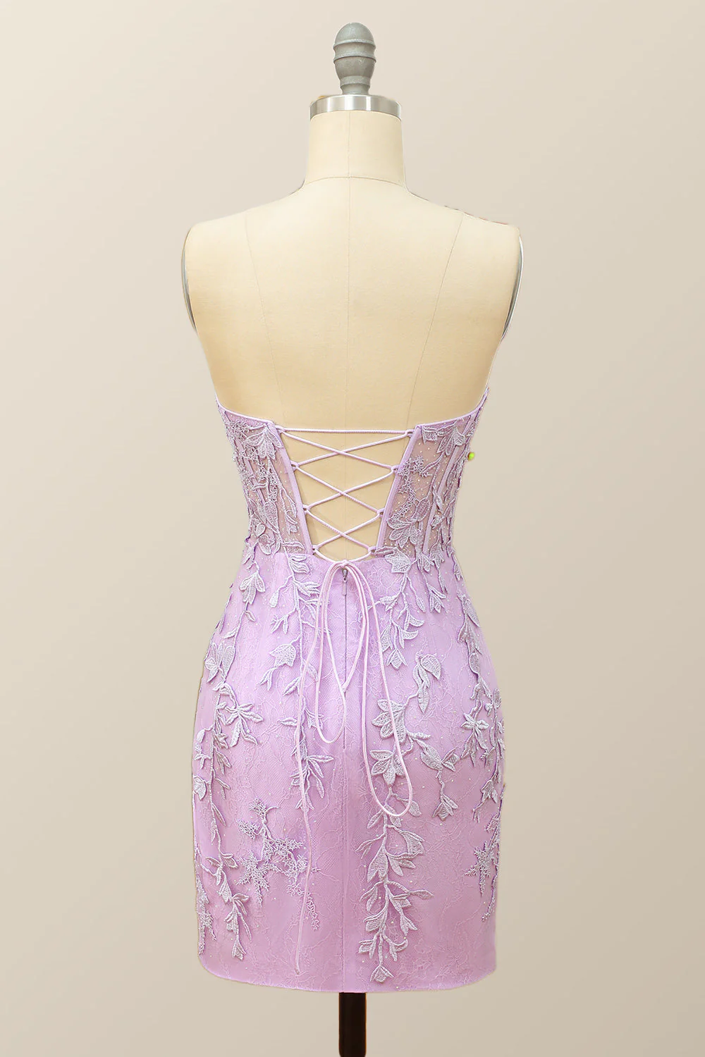 Sweetheart Lavender Lace Bodycon Mini Dress