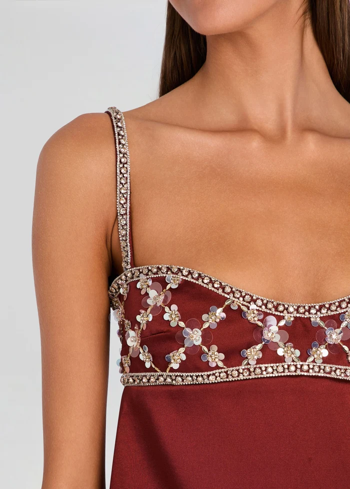 Solere Embellished Dress in Cigar
