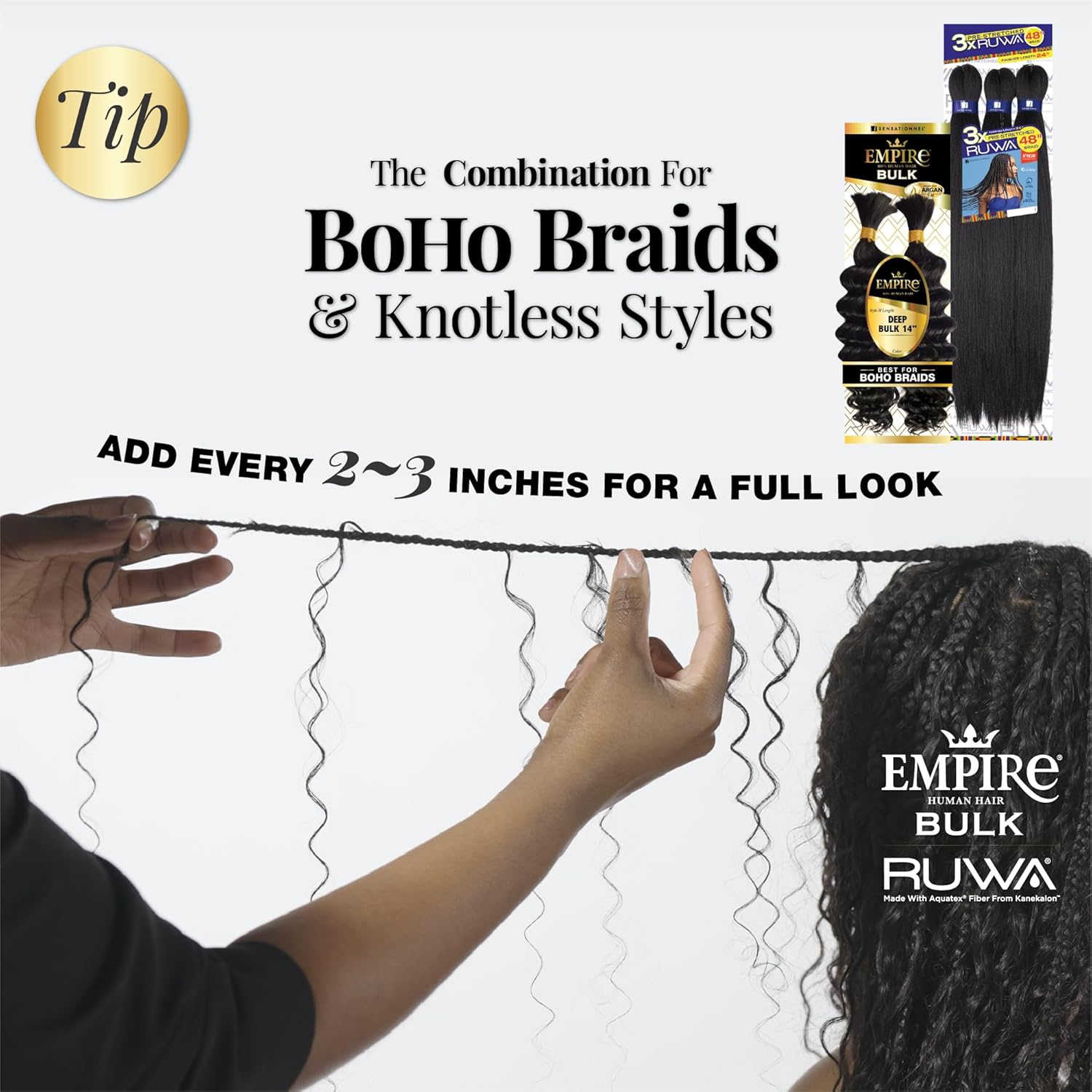 Sensationnel Human Hair Braids Empire Deep Body Bulk 22