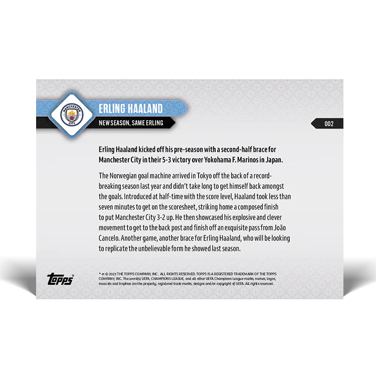 Topps UK - New season, same Erling - MANCHESTER CITY TOPPS NOW® Card #002