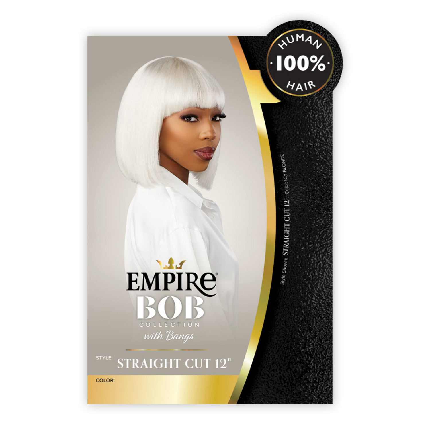Sensationnel Human Hair Wig Empire Bob Collection with Bangs Straight Cut 12