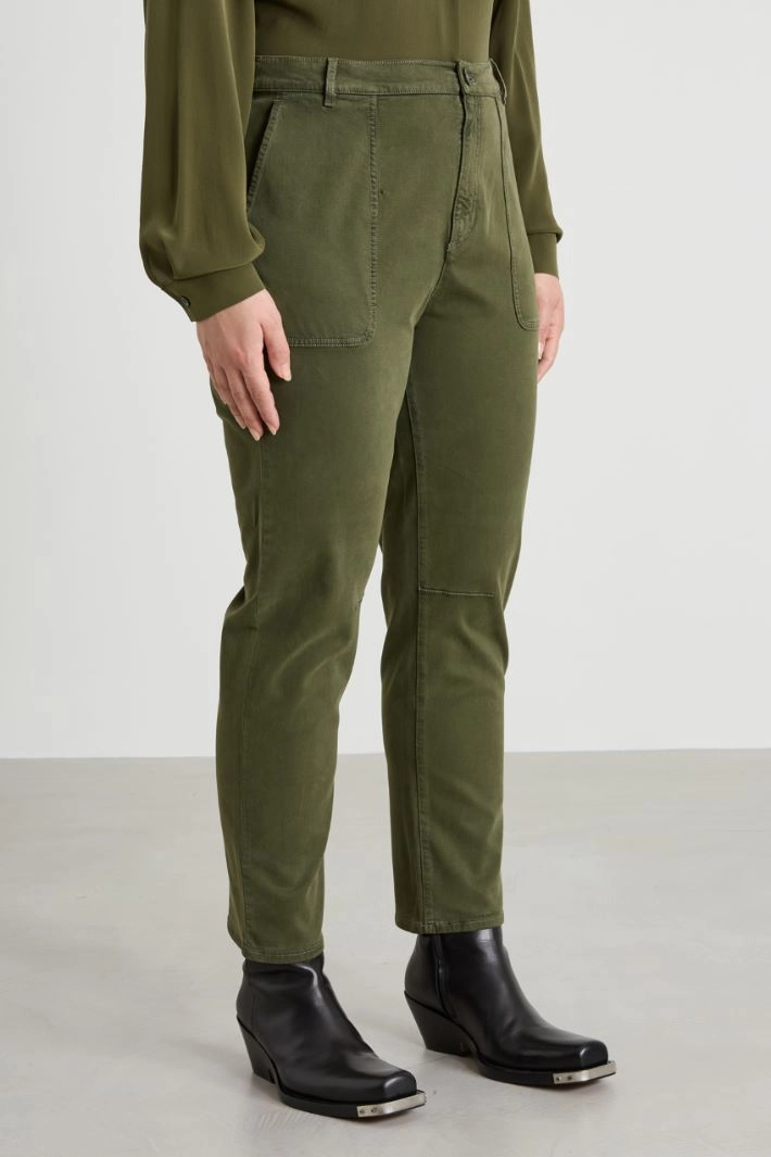 Gabardine trousers - MILITAR GREEN