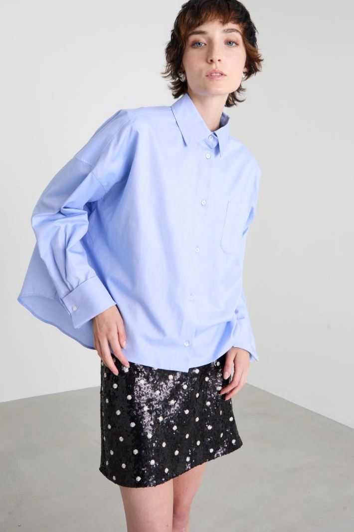 Boxy poplin shirt - LIGHT BLUE