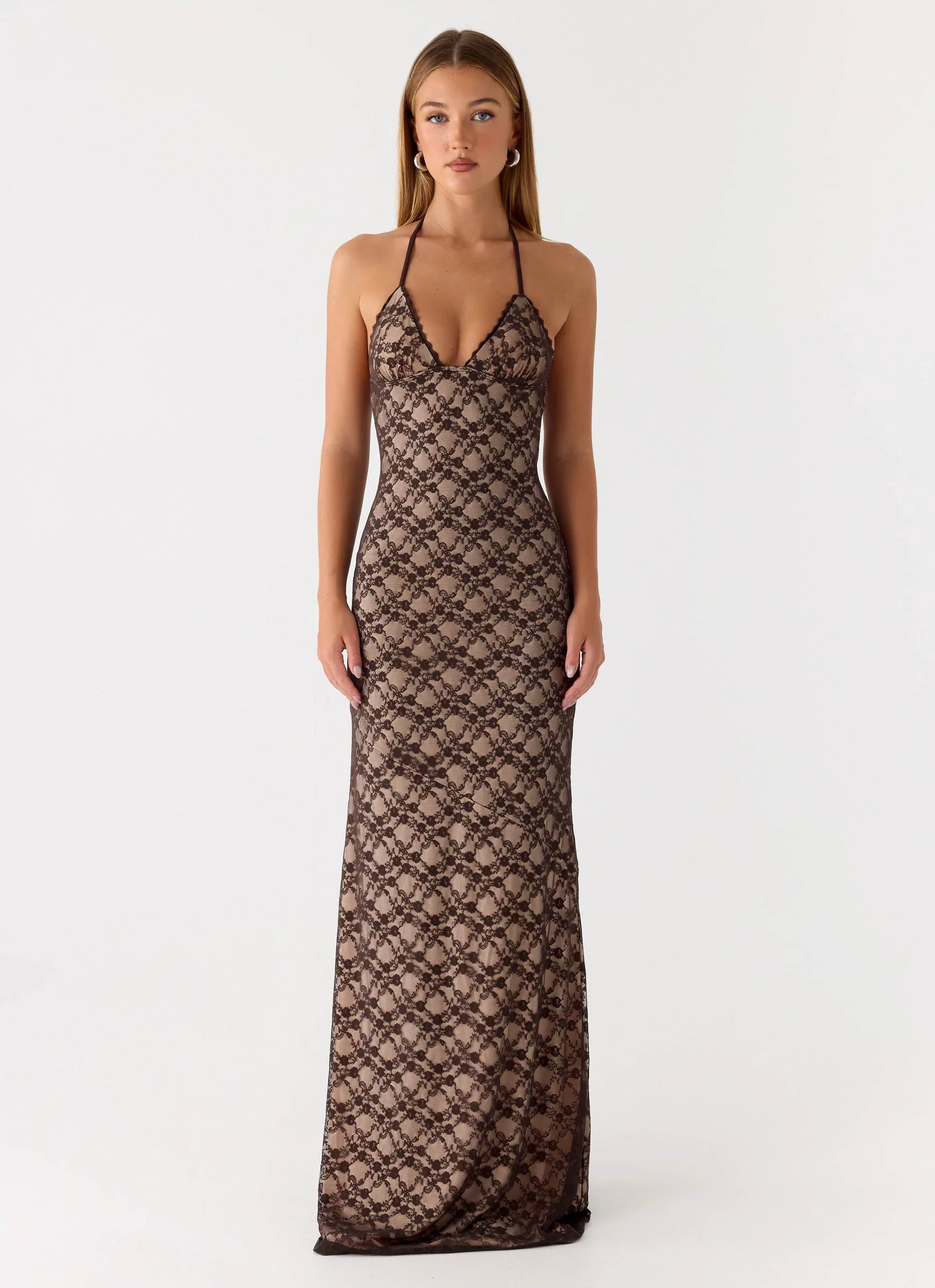 Zecca Lace Maxi Dress - Chocolate