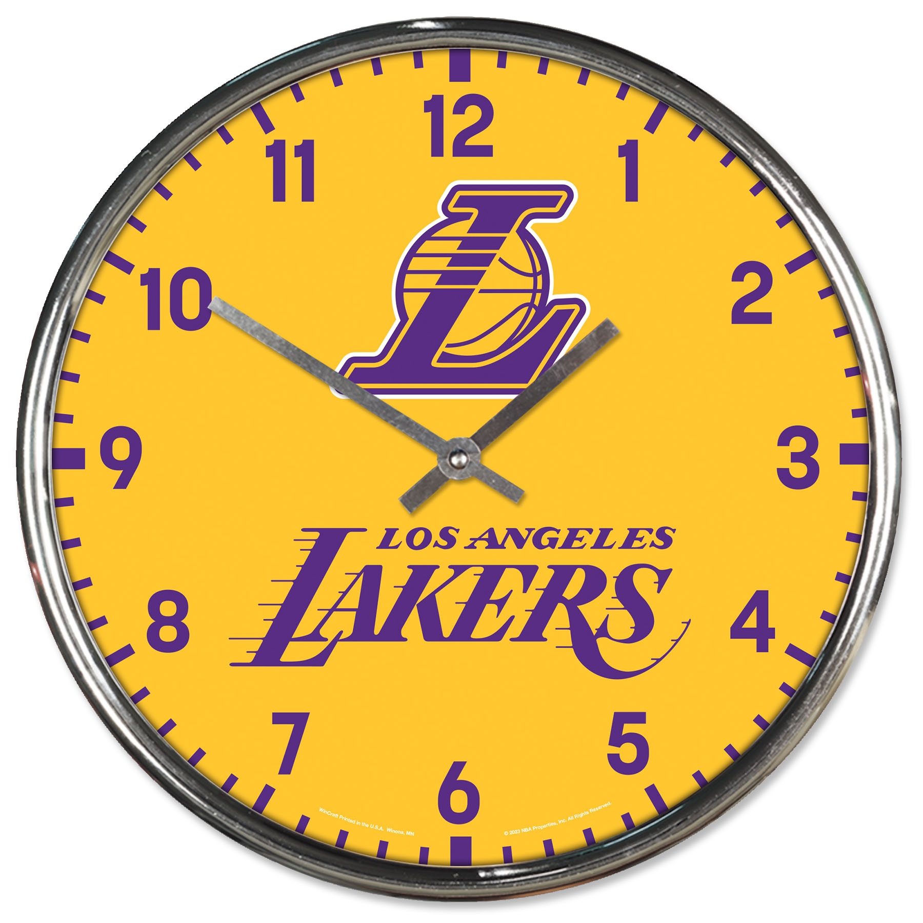 Los Angeles Lakers Chrome NBA Team Design Wall Clock