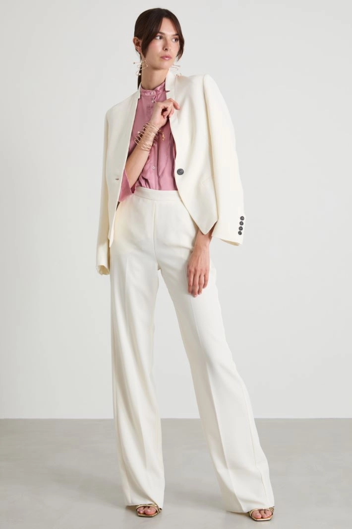 High-waist straight trousers - CREAM