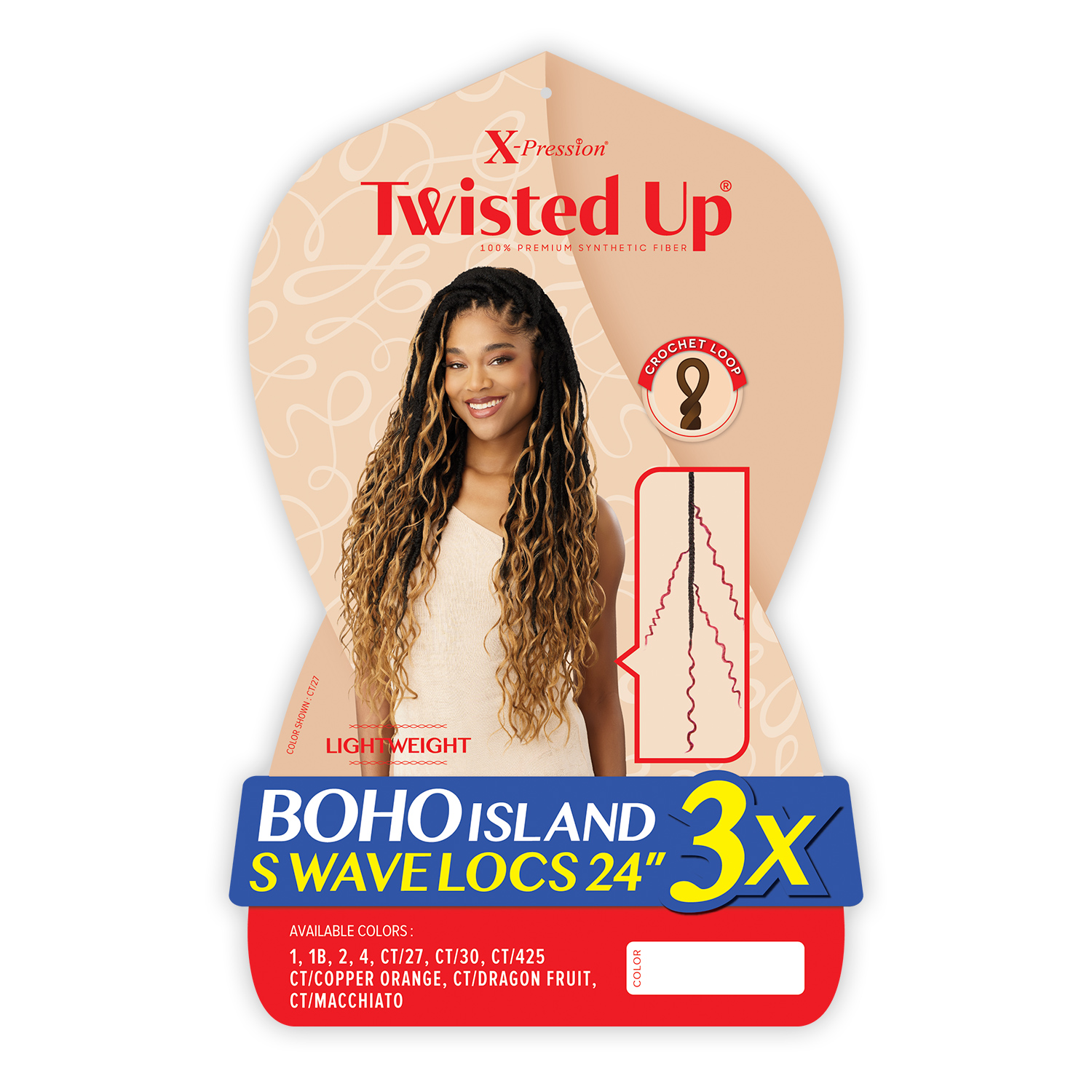 Outre Crochet Braids X-Pression Twisted Up 3X Boho Island S Wave Locs 24