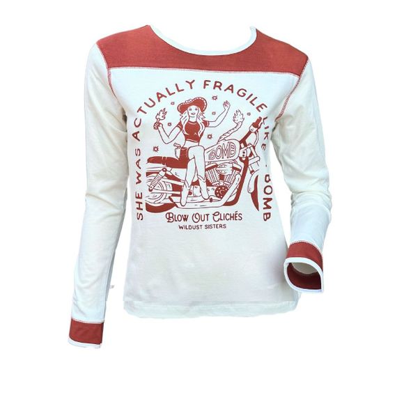 Wildust Western tee - white / red long sleeve t -shirtRef: Wild0064
