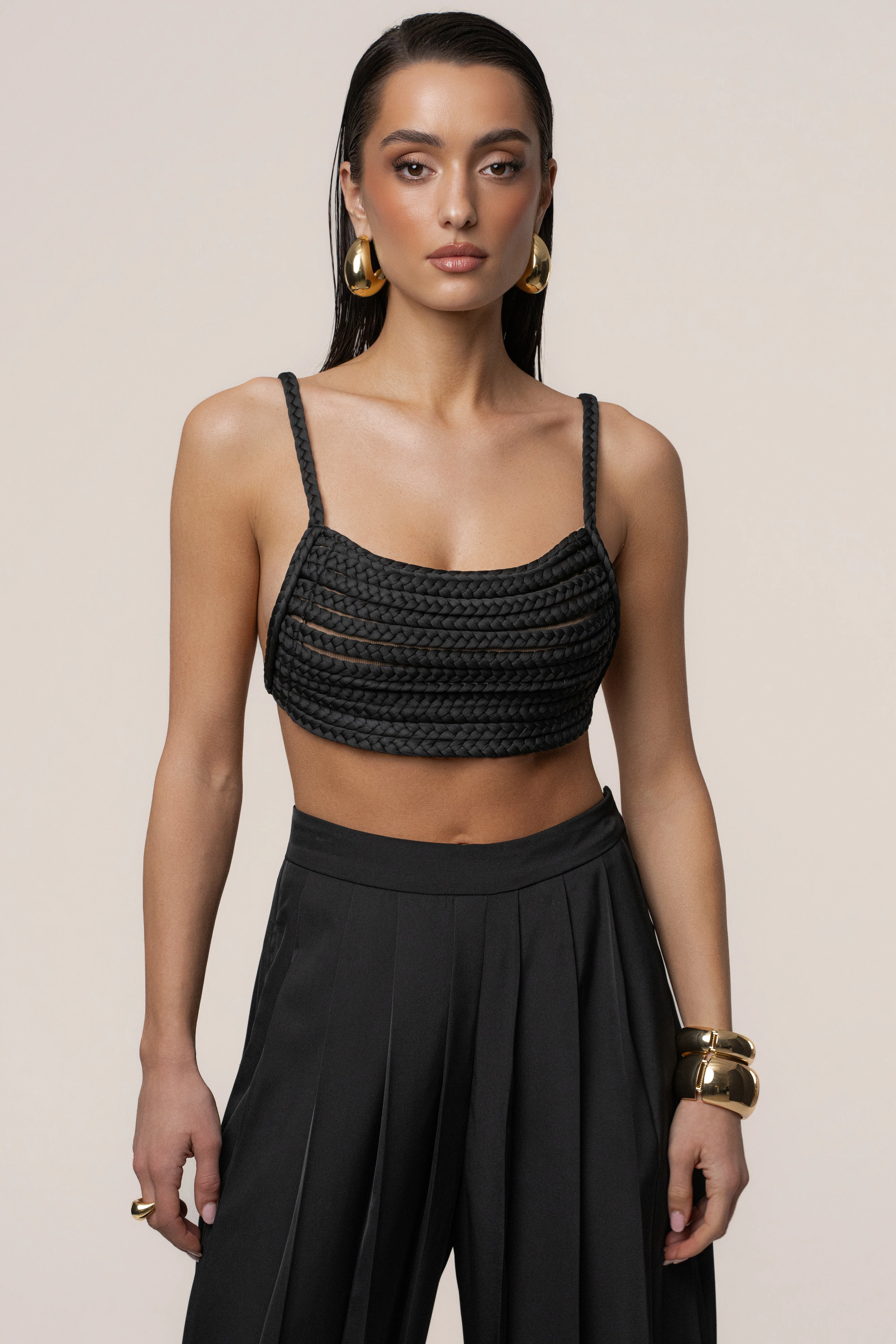 Black Sofie Braided Top