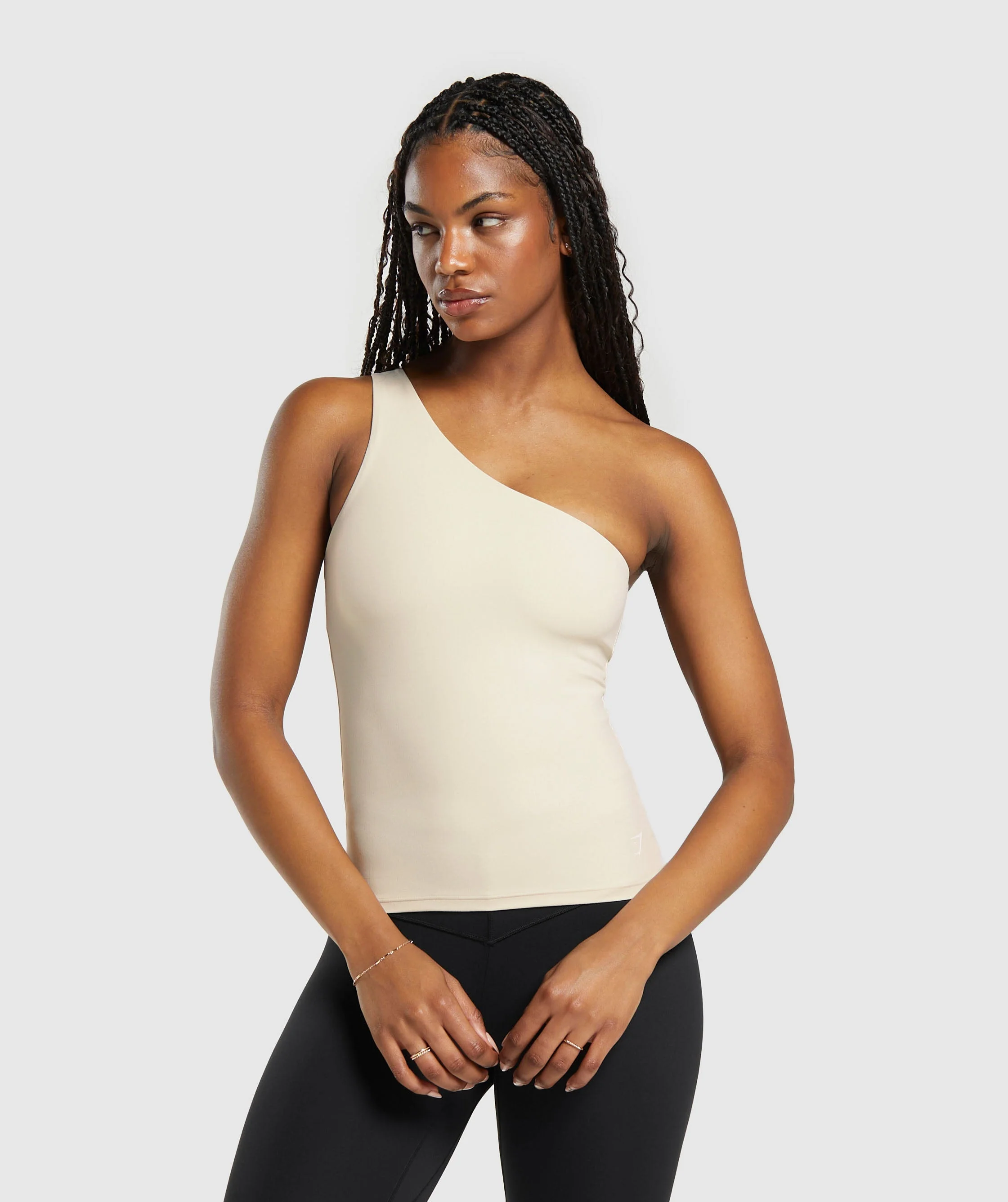 Asymmetric Tank With Shelf Ecru White