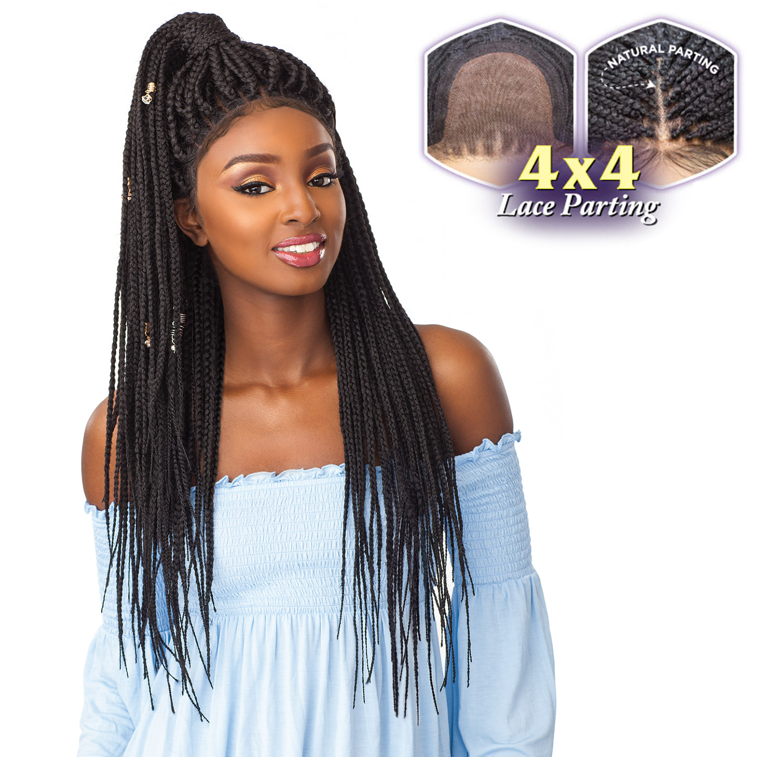 Sensationnel Synthetic Hair Lace Front Wig Cloud 9 4X4 Multi Parting Braid Lace Wig Box Braid Large