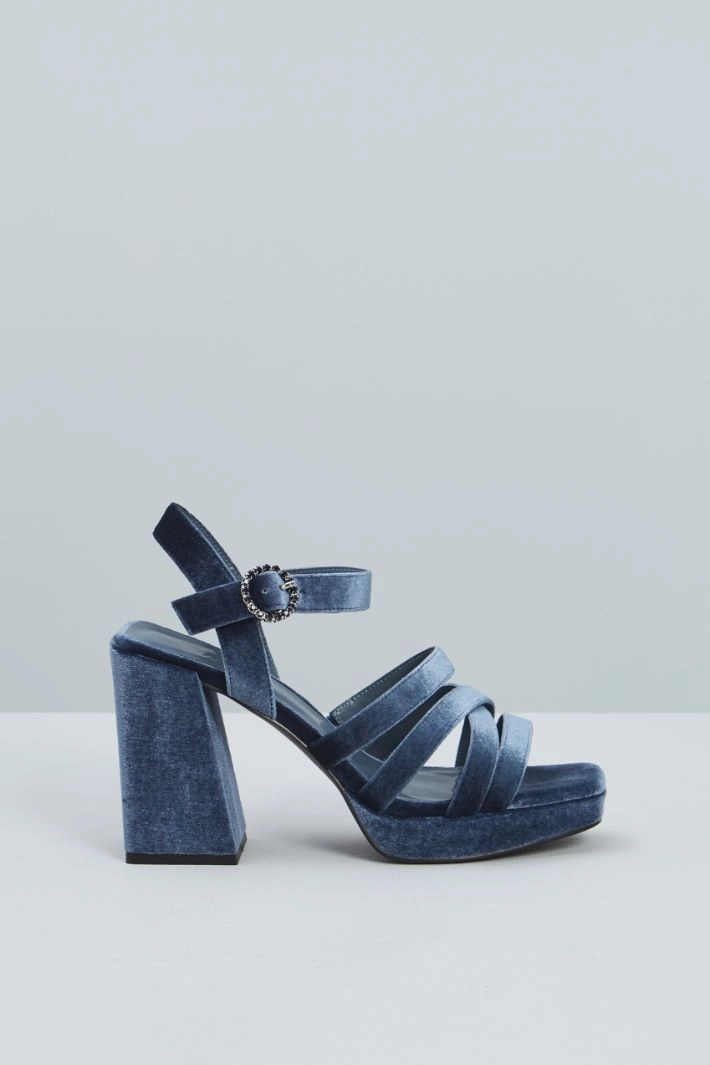 Velvet platform sandals - BLUE