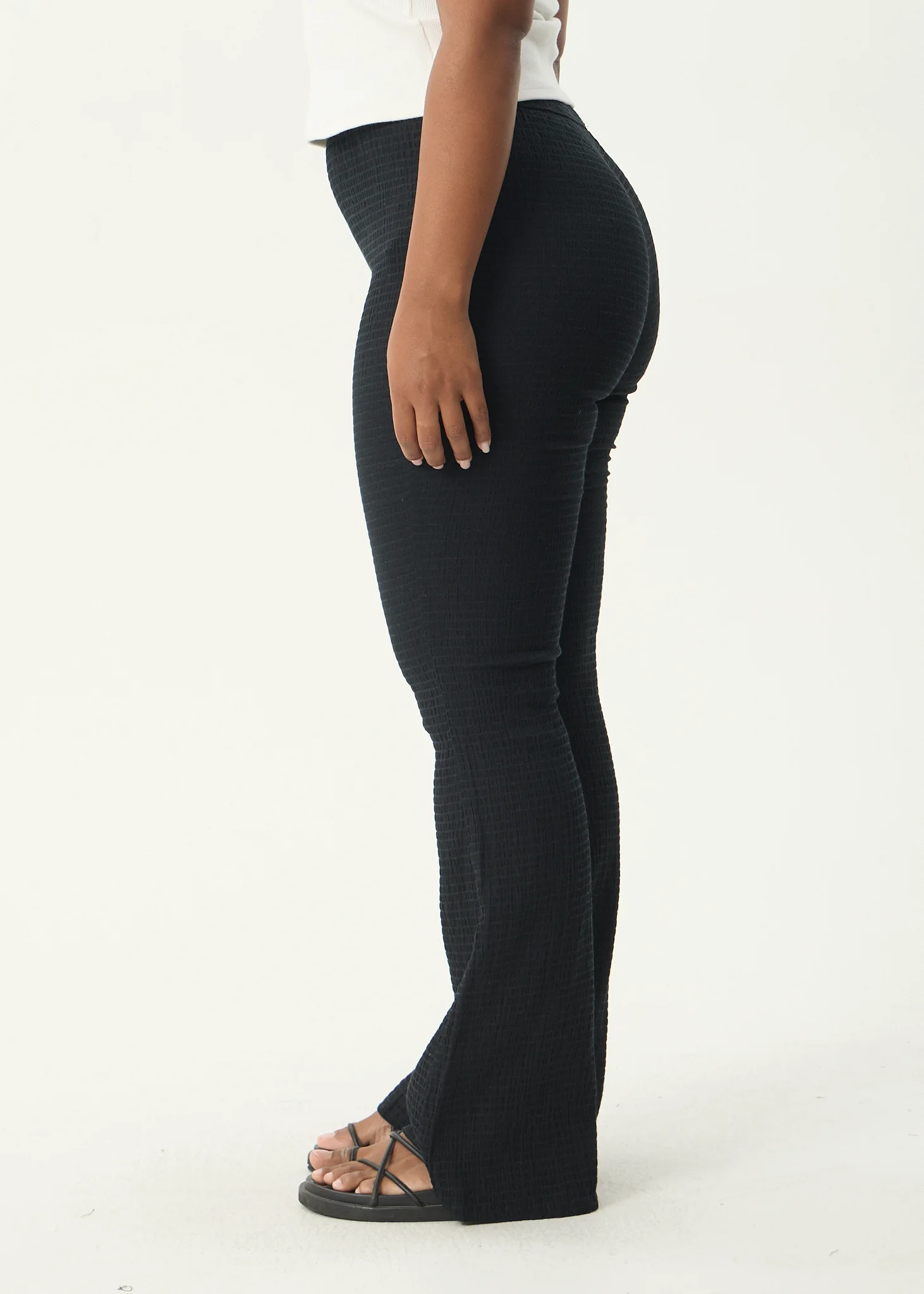 AFENDS Womens Focus - Seersucker Flare Pant - Black