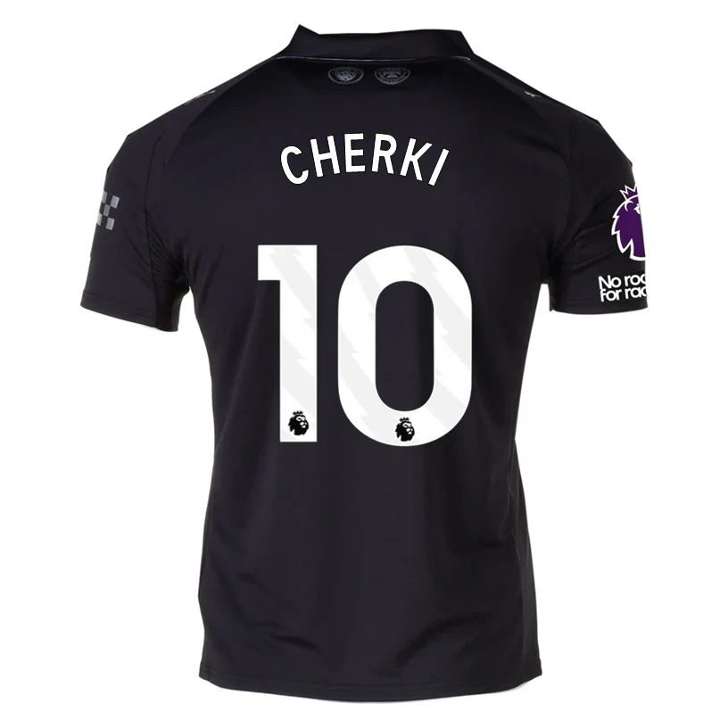 Cherki Men's Manchester City Away Jersey 25/26 w/ NRFR + EPL Patches ( Black)