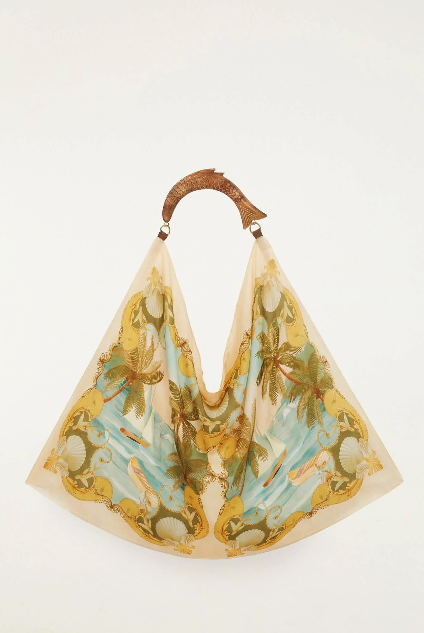 Sand Ocean Satin Medium Scarf Bag