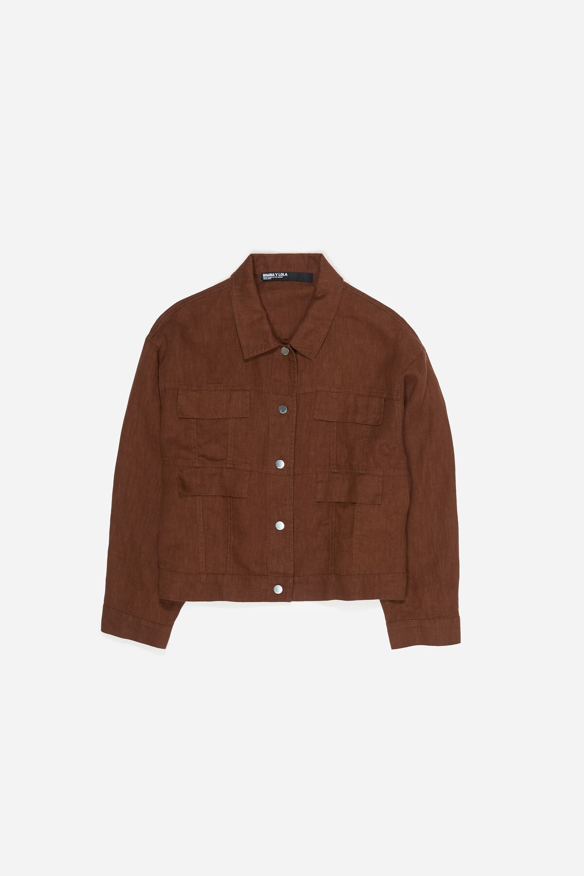 Brown linen boxy jacket