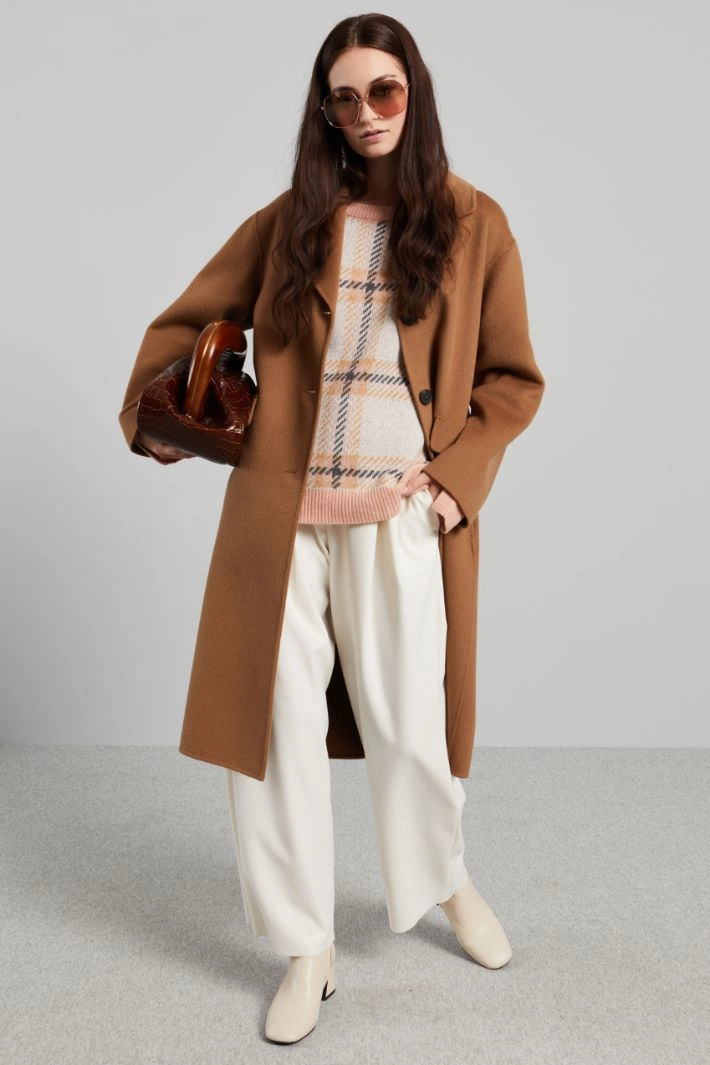Single-breasted cloth coat - CAMEL
