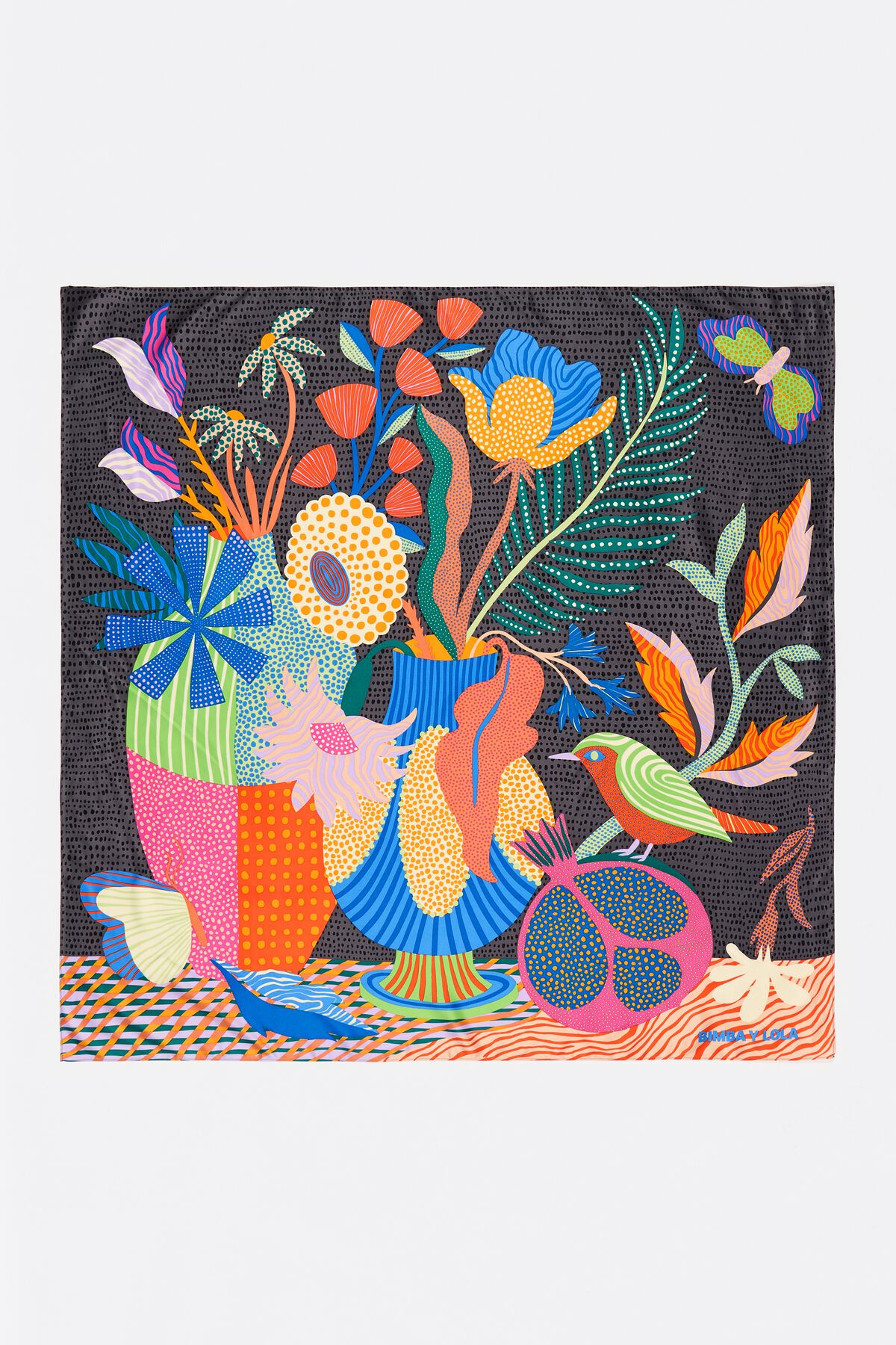 Anthracite pointillist still life scarf