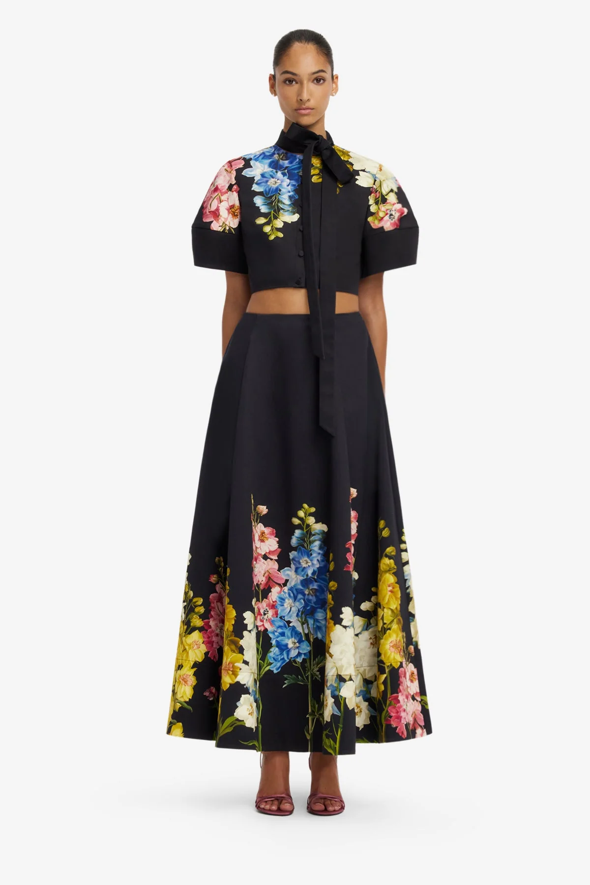 Elina Maxi Skirt - Snapdragon Print in Ebony