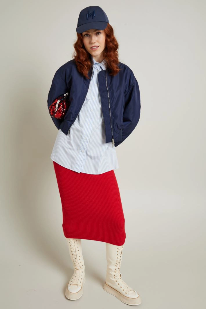 Bomber jacket in technical fabric - BLUE