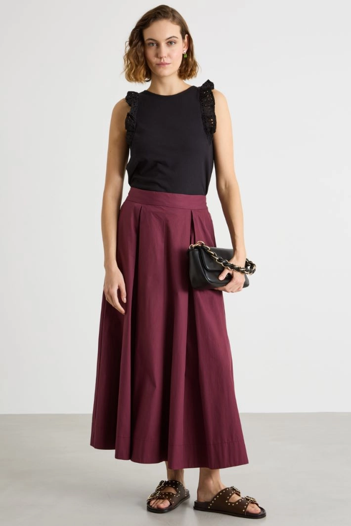 Broderie Anglaise ruffle top - BLACK